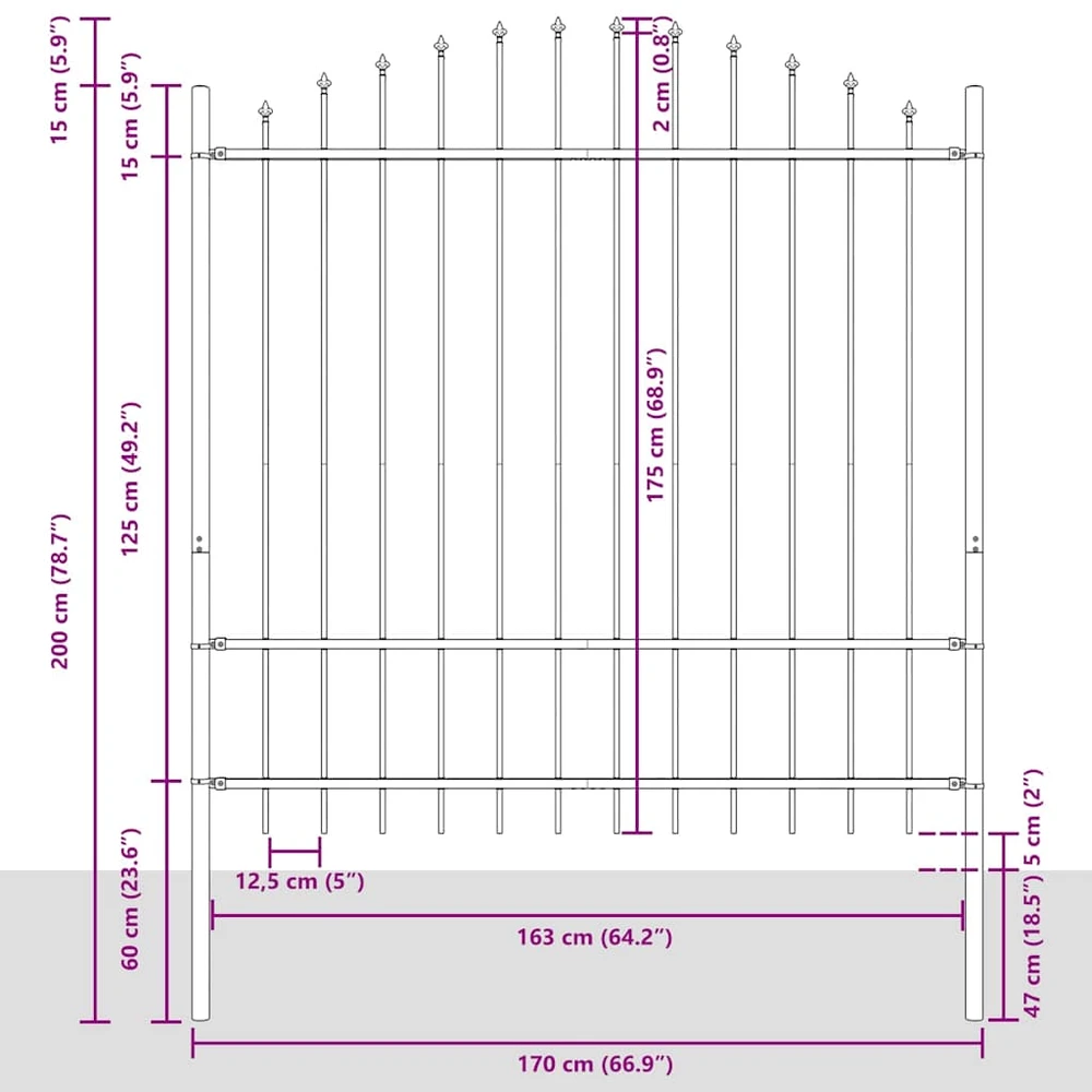 Lauko tvora su iečių viršug., juoda, (1,5-1,75)x1,7m, plienas