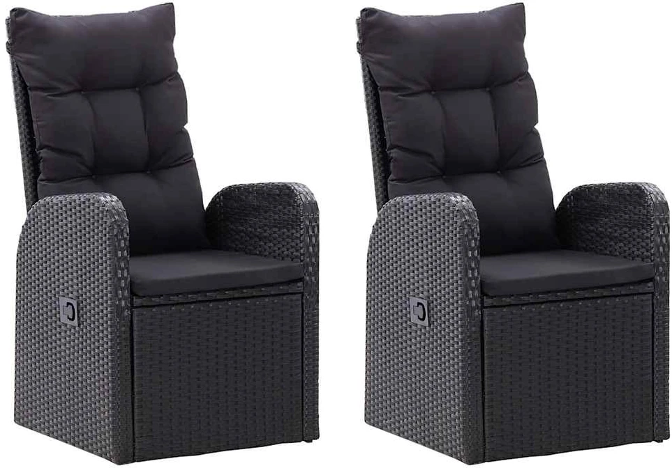 Lauko baldų komplektas Sodo valgomojo baldų komplektas, 3 dalių, juodos spalvos