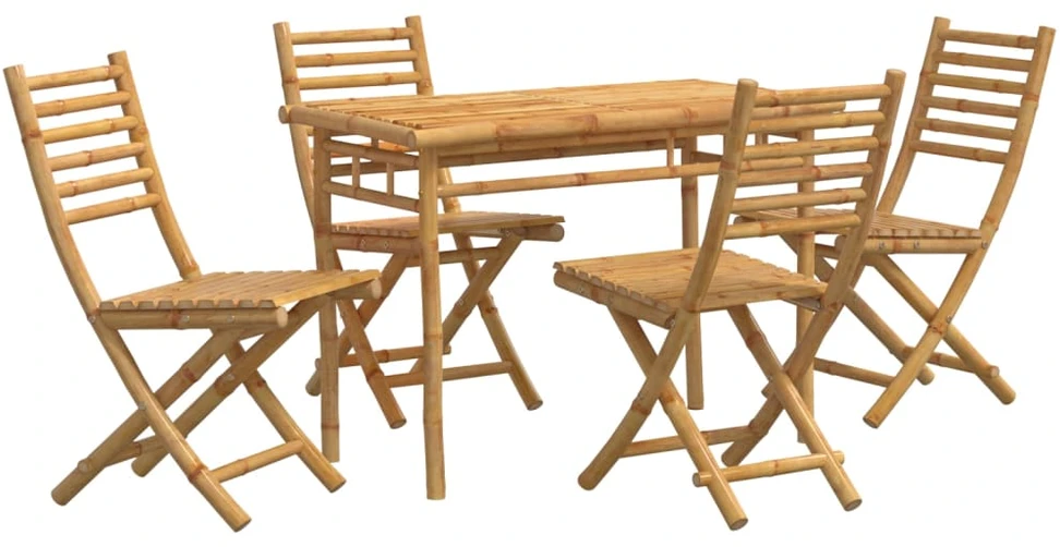 Lauko baldų komplektas Sodo valgomojo baldų komplektas, 5 dalių, bambukas