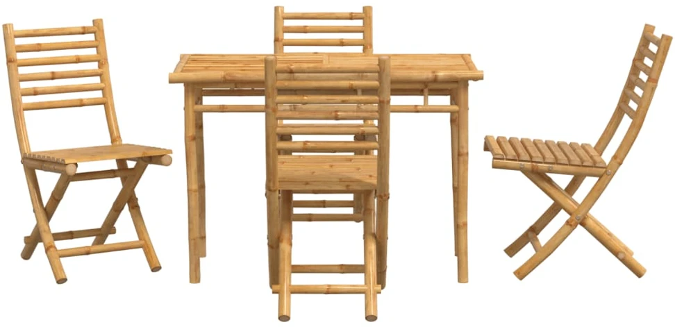 Lauko baldų komplektas Sodo valgomojo baldų komplektas, 5 dalių, bambukas