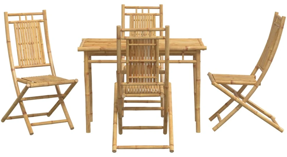 Lauko baldų komplektas Sodo valgomojo baldų komplektas, 5 dalių, bambukas