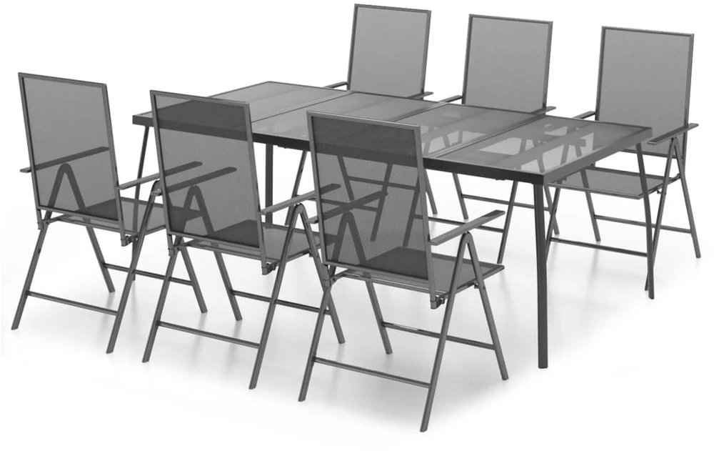 Lauko baldų komplektas Sodo valgomojo baldų komplektas, 7 dalių, antracito, plienas