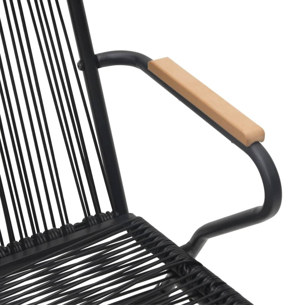 Sodo valgomojo baldų komplektas, 9 dalių, juodas, PVC ratanas