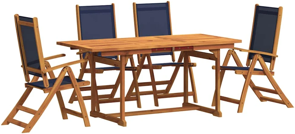Lauko baldų komplektas Sodo valgomojo komplektas, 5 dalių, akacija ir tekstilenas