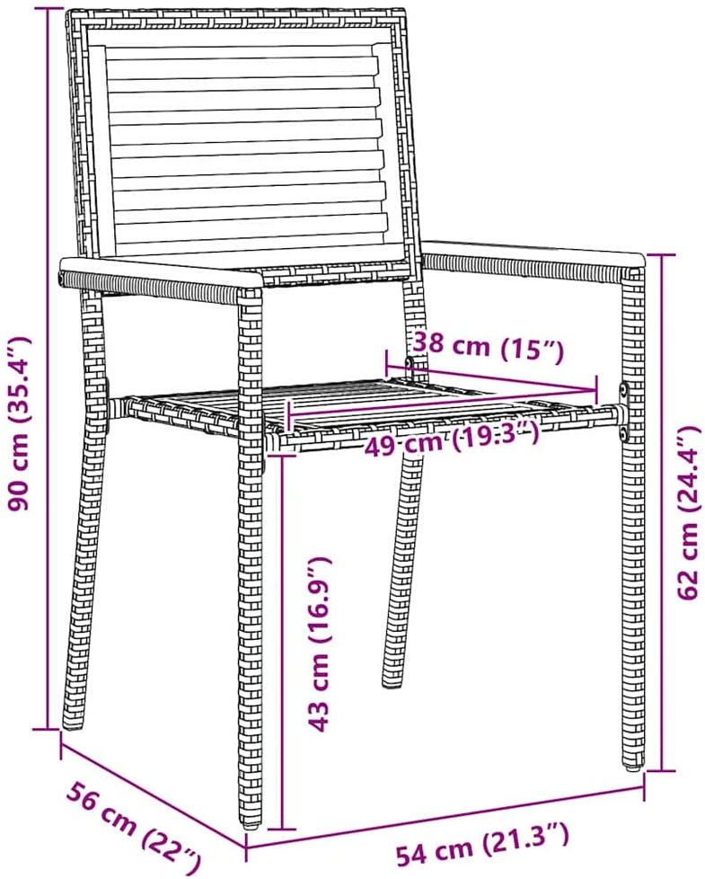 Sodo valgomojo komplektas 7 vnt. Juoda ir Ruda poliratanas