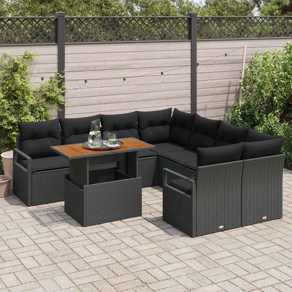 Sodo Sofų Rinkinys 9 vnt. 8-Vietų skaičius Juoda ir Ruda