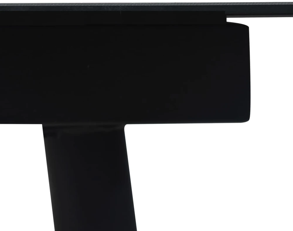 Sodo valgomojo stalas, juodas, 150x80x74cm, plienas ir stiklas