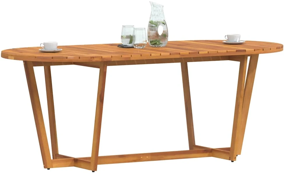 Sodo valgomojo stalas, ovalus, 200x90x75 cm, akacijos masyvas