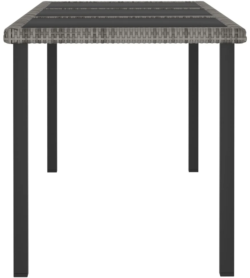 Sodo valgomojo stalas, pilkos spalvos, 180x70x73cm, poliratanas