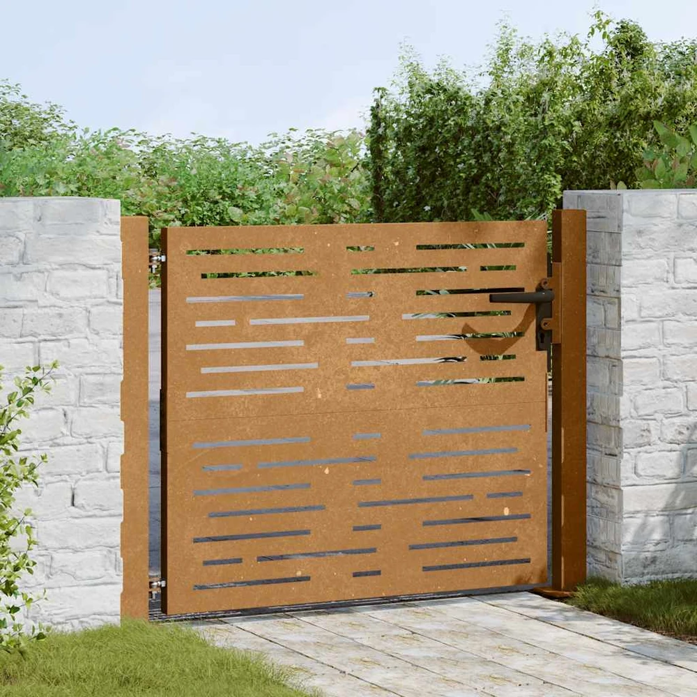 Sodo vartai, 105x105cm, corten plienas, kvadratų dizaino