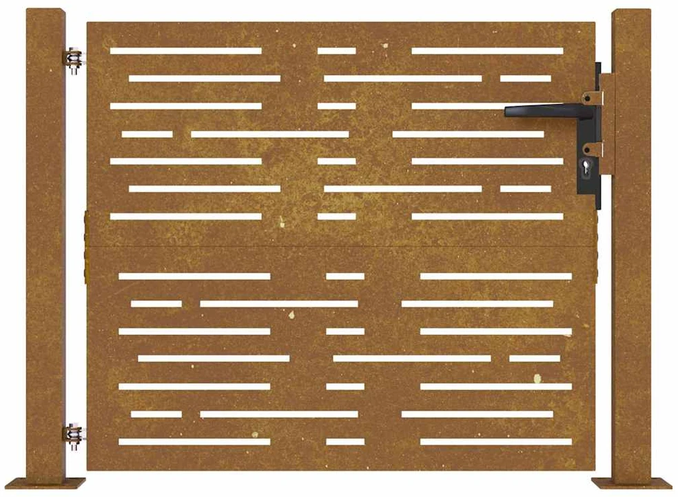 Sodo vartai, 105x105cm, corten plienas, kvadratų dizaino