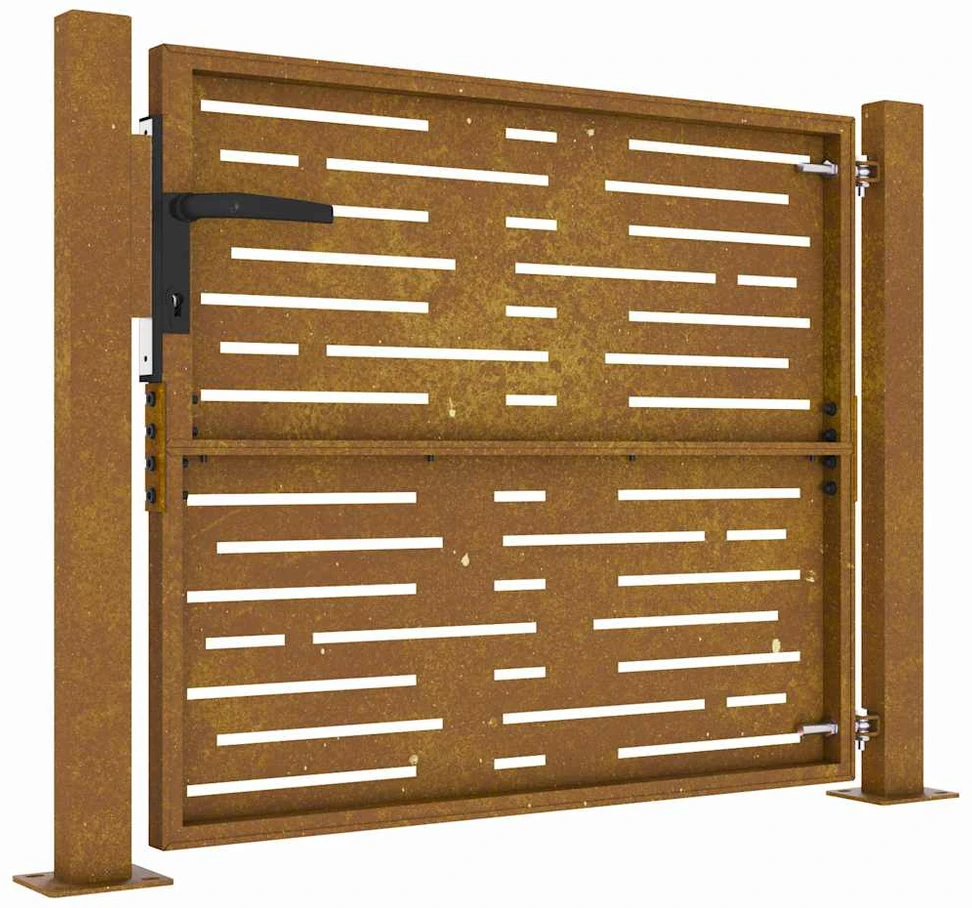 Sodo vartai, 105x105cm, corten plienas, kvadratų dizaino