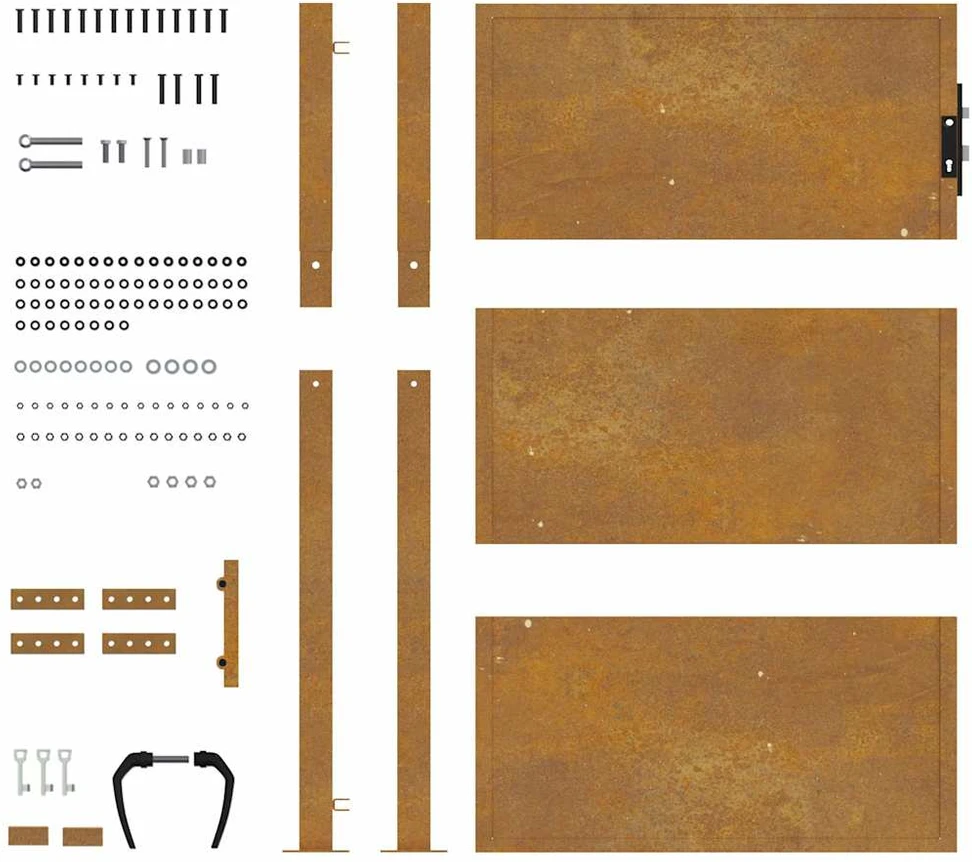 Sodo vartai, 105x130cm, corten plienas