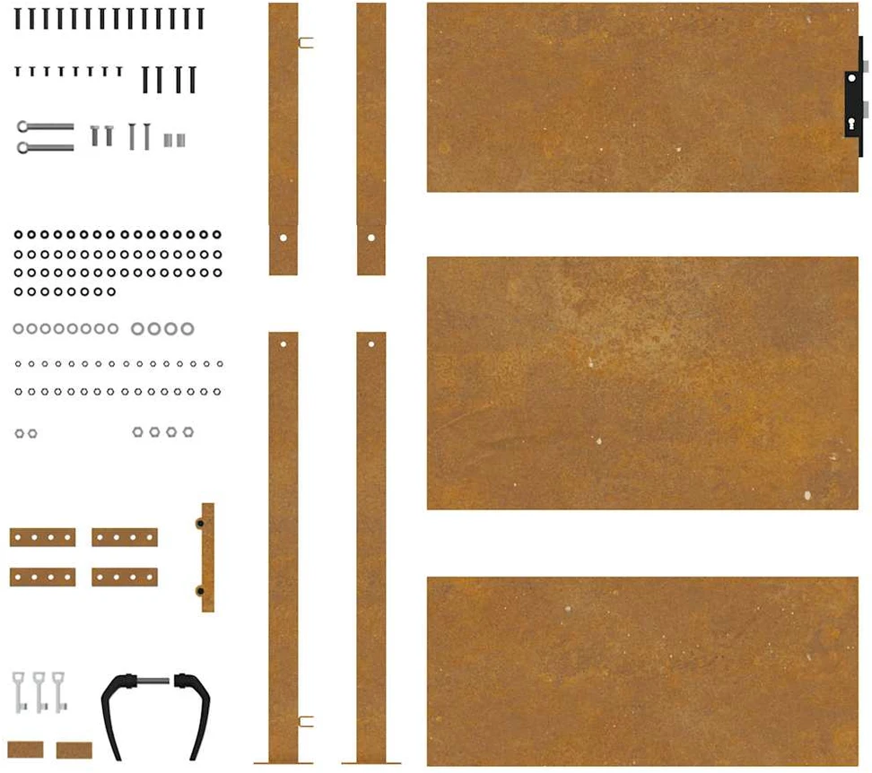 Sodo vartai, 105x130cm, corten plienas