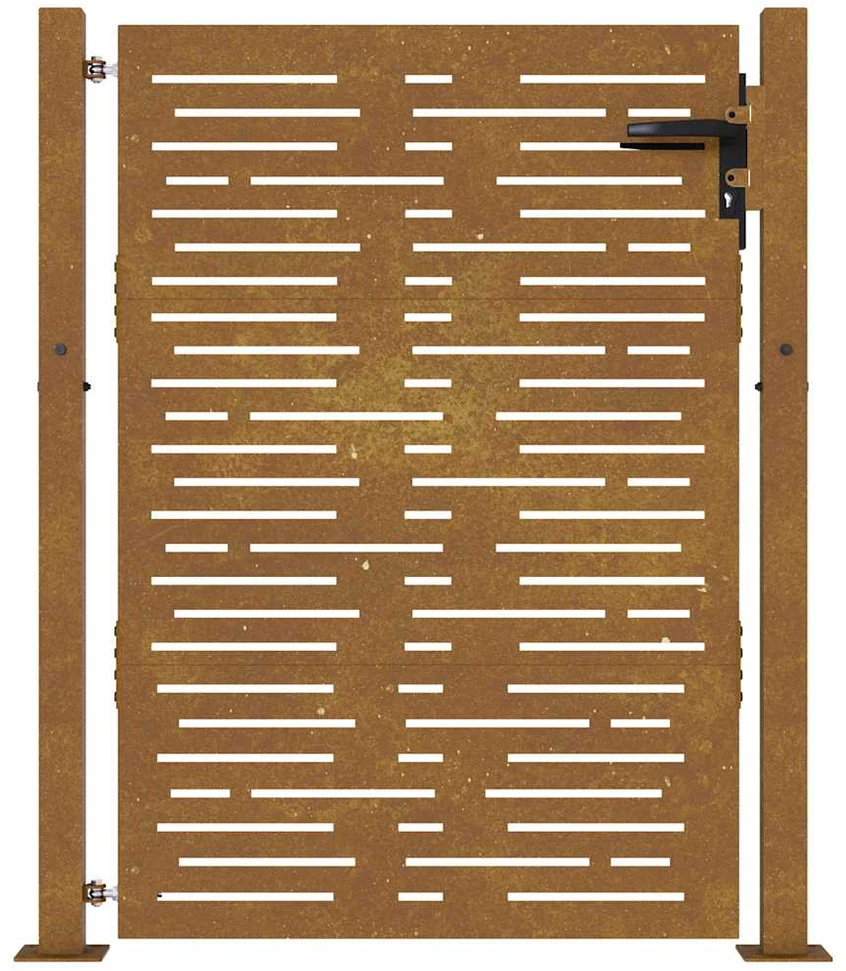 Sodo vartai, 105x130cm, corten plienas, kvadratų dizaino
