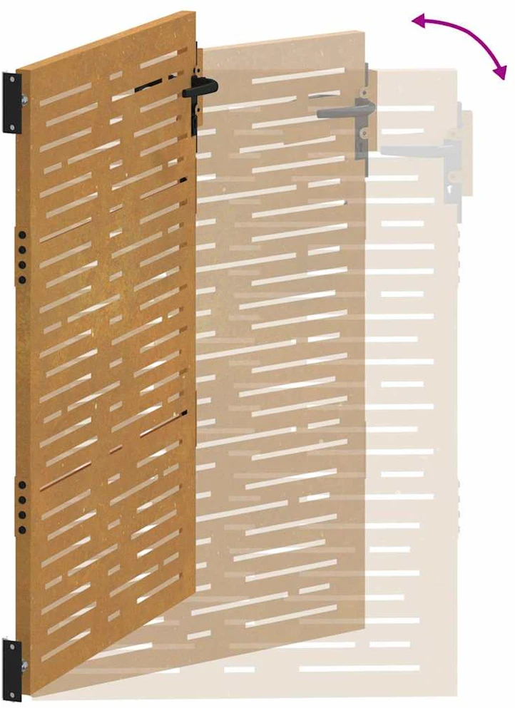 Sodo vartai, 105x155cm, corten plienas, kvadratų dizaino