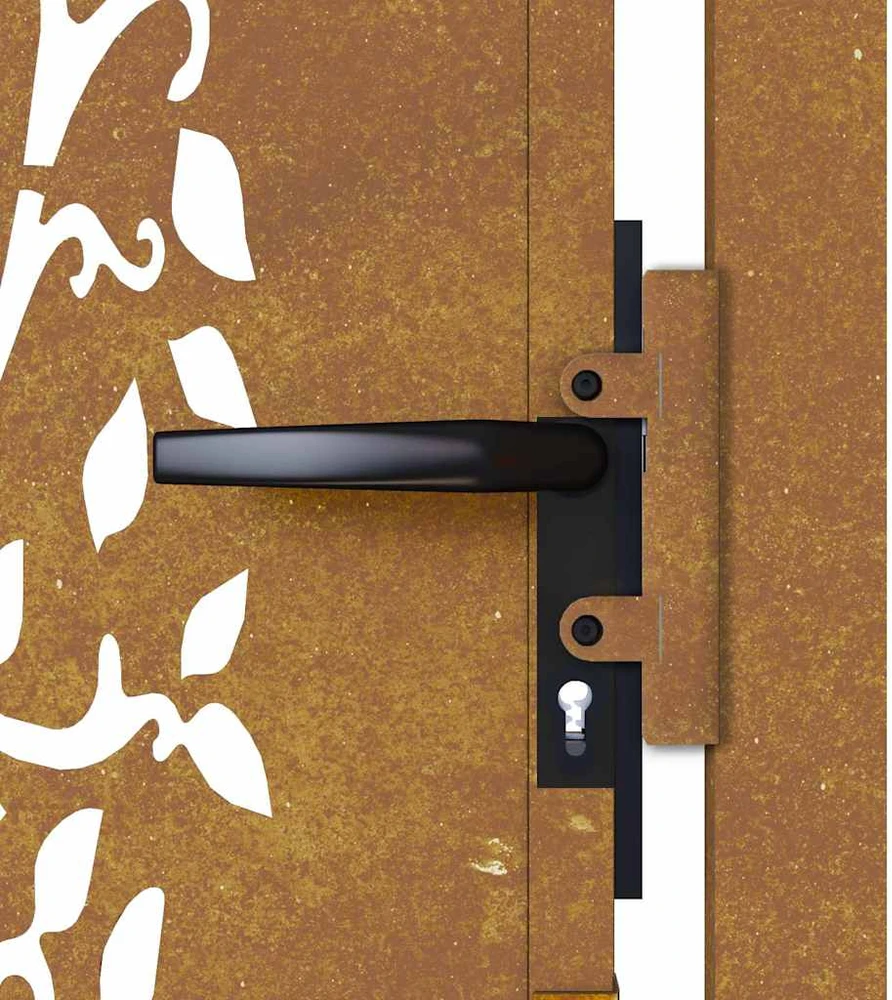 Sodo vartai, 105x180cm, corten plienas, medžio dizaino