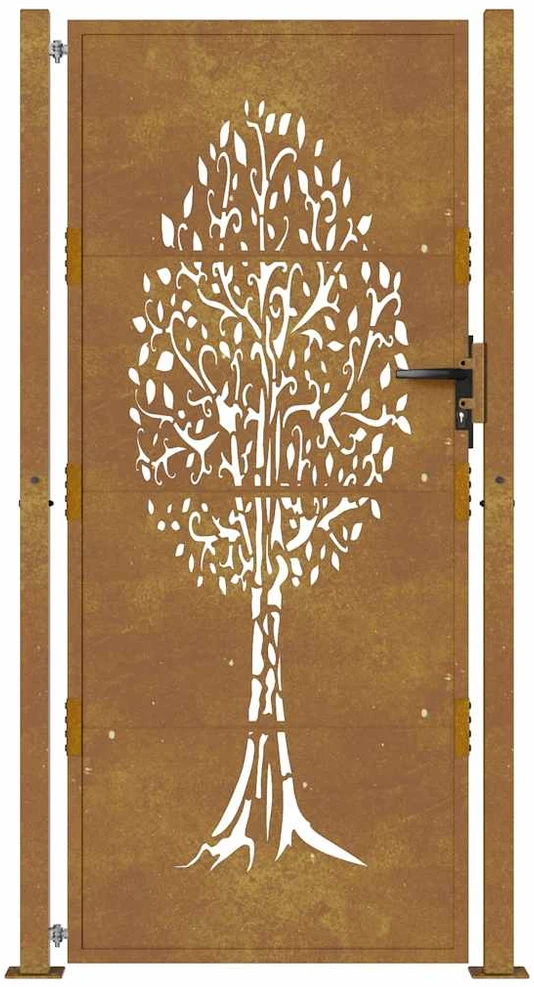 Sodo vartai, 105x180cm, corten plienas, medžio dizaino