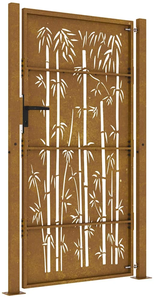 Sodo vartai, 105x205cm, corten plienas, bambuko dizaino