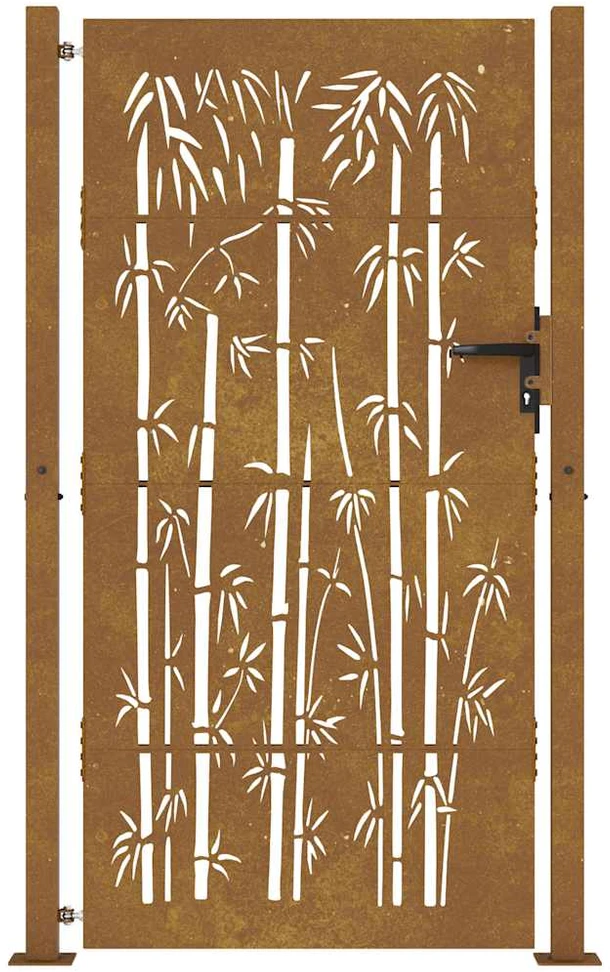Sodo vartai, 105x205cm, corten plienas, bambuko dizaino