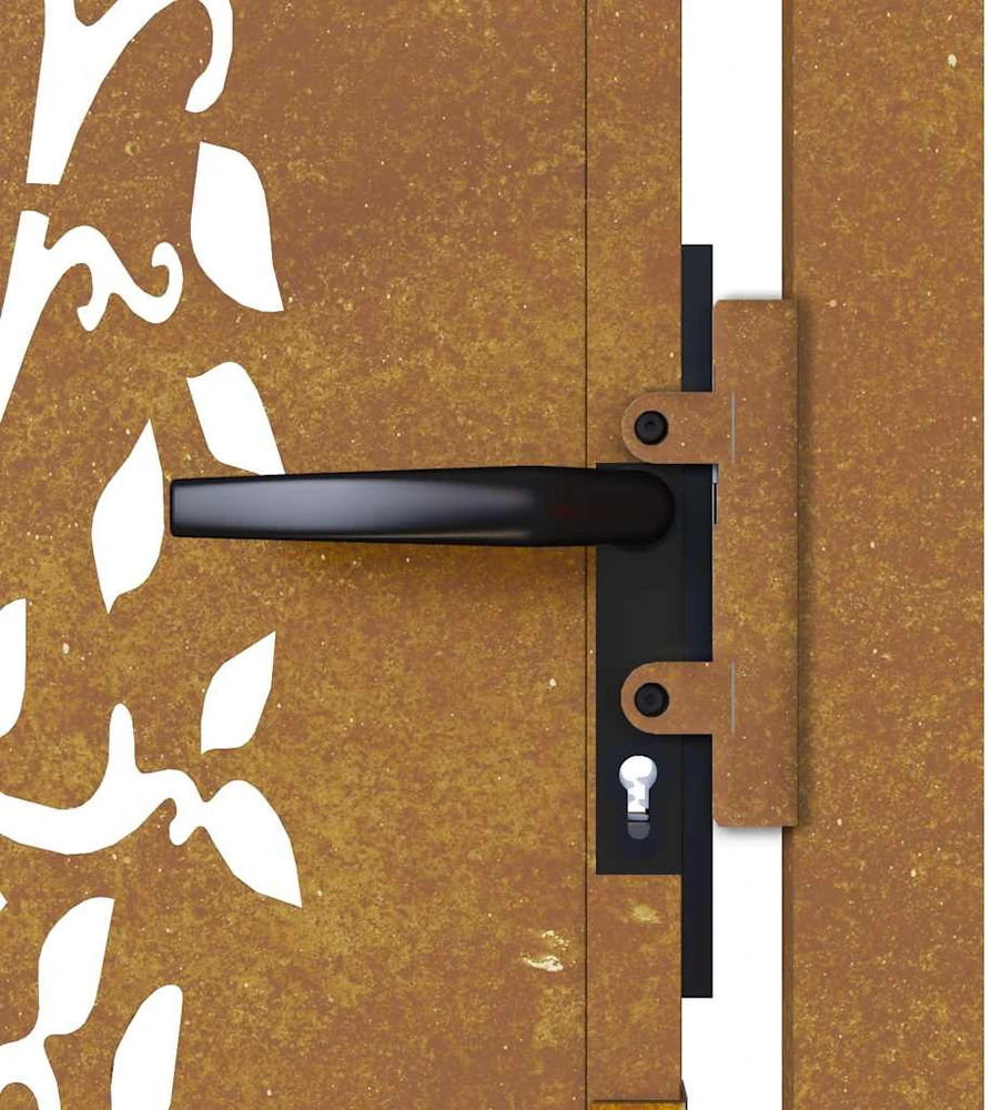 Sodo vartai, 105x205cm, corten plienas, medžio dizaino