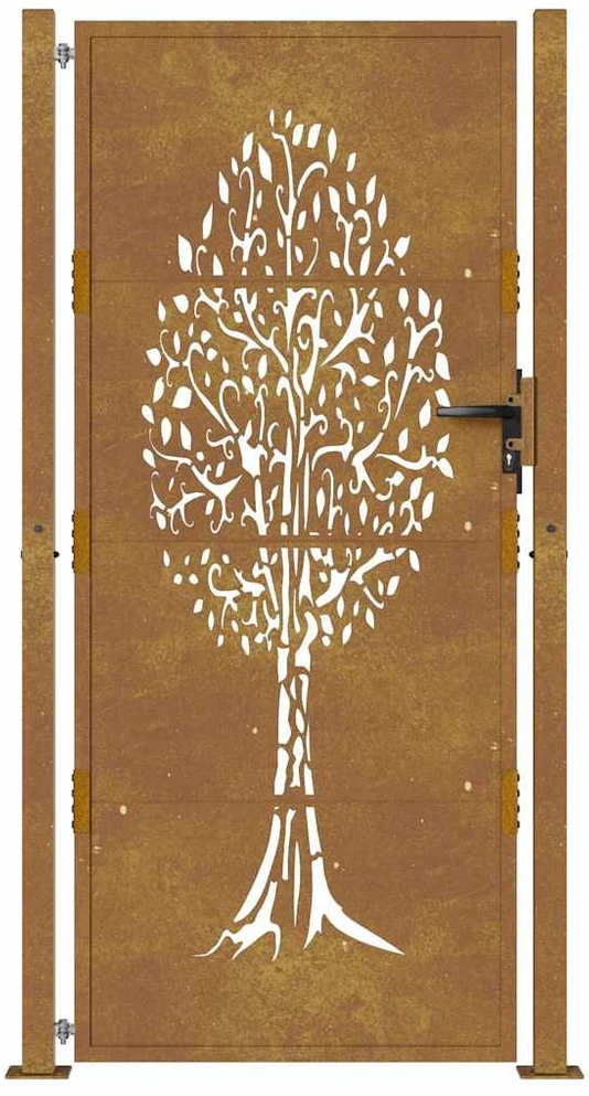 Sodo vartai, 105x205cm, corten plienas, medžio dizaino