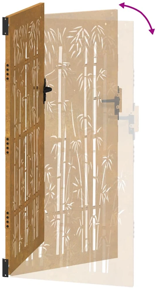 Sodo vartai, 105x205cm, corten plienas, bambuko dizaino