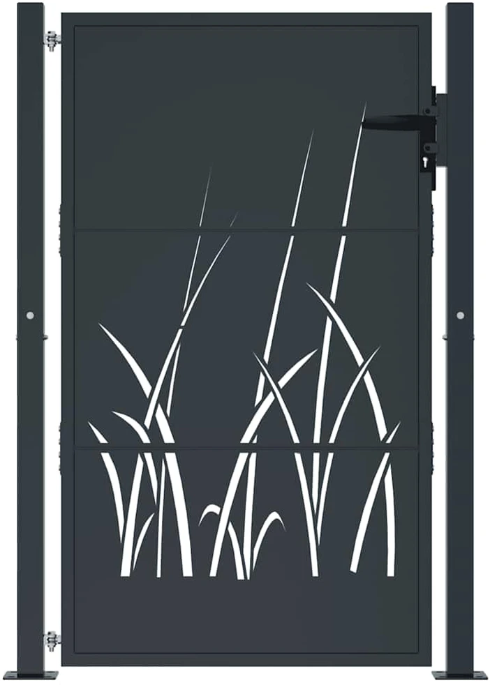 Sodo vartai, antracito, 105x130cm, plienas, žolės dizaino
