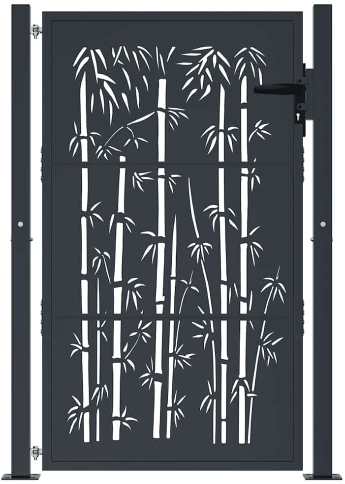 Sodo vartai, antracito, 105x155cm, plienas, bambuko dizaino
