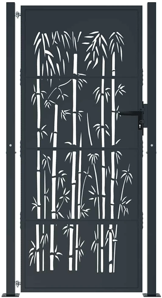 Sodo vartai, antracito, 105x205cm, plienas, bambuko dizaino