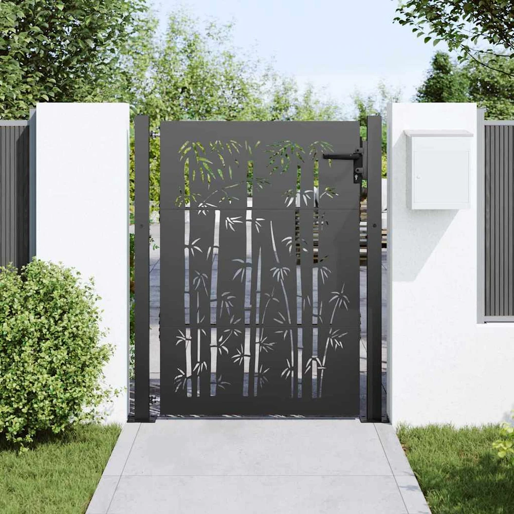 Sodo vartai 110 x 155 cm Juoda Užrakintas