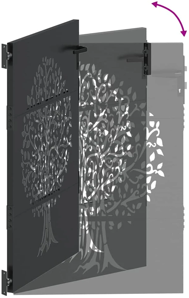 Sodo vartai 85 x 125 cm Juoda Užrakintas