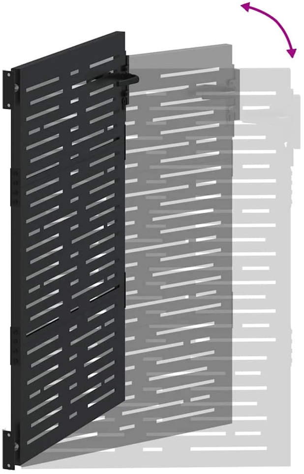 Sodo vartai 85 x 125 cm Juoda Užrakintas