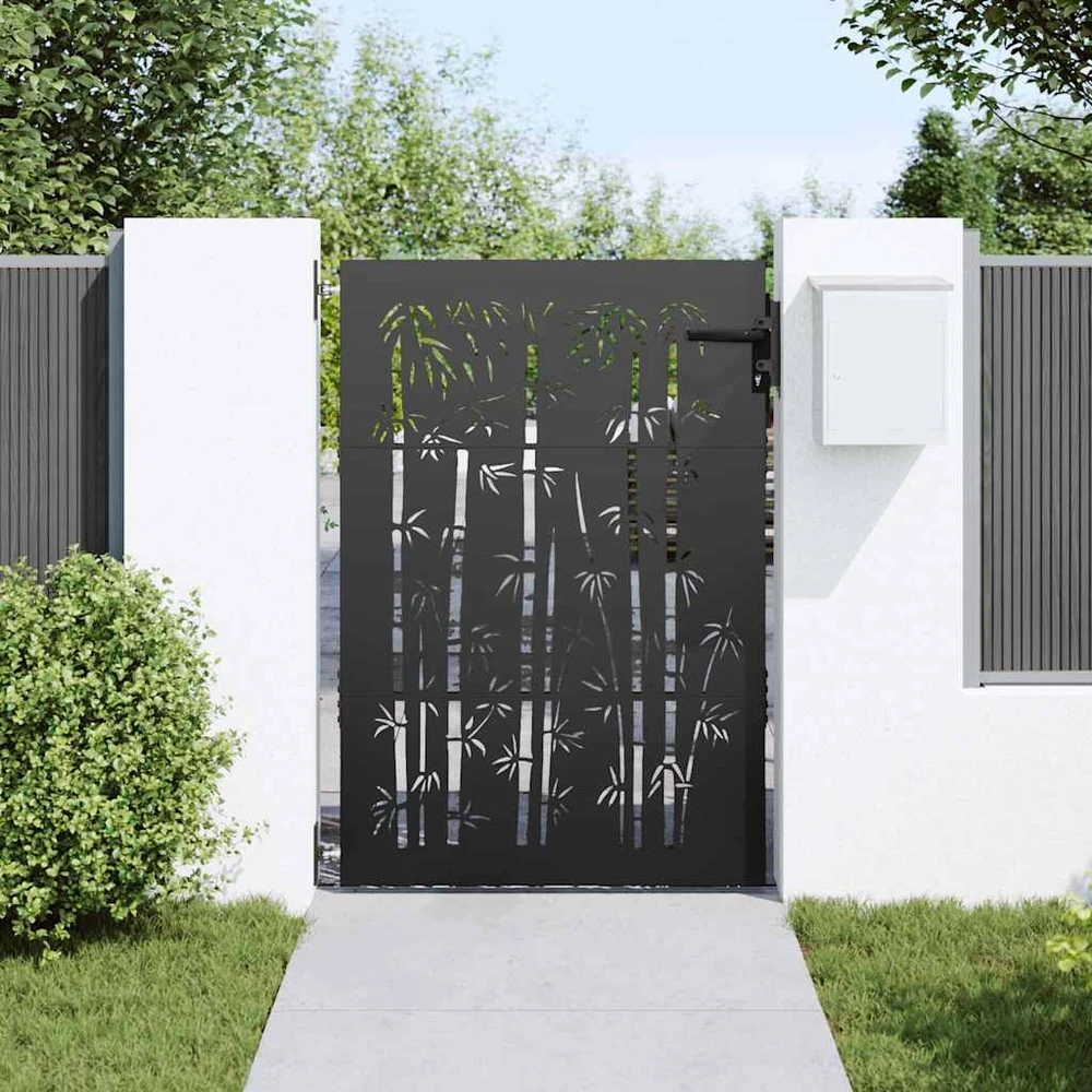 Sodo vartai 85 x 150 cm Juoda Užrakintas