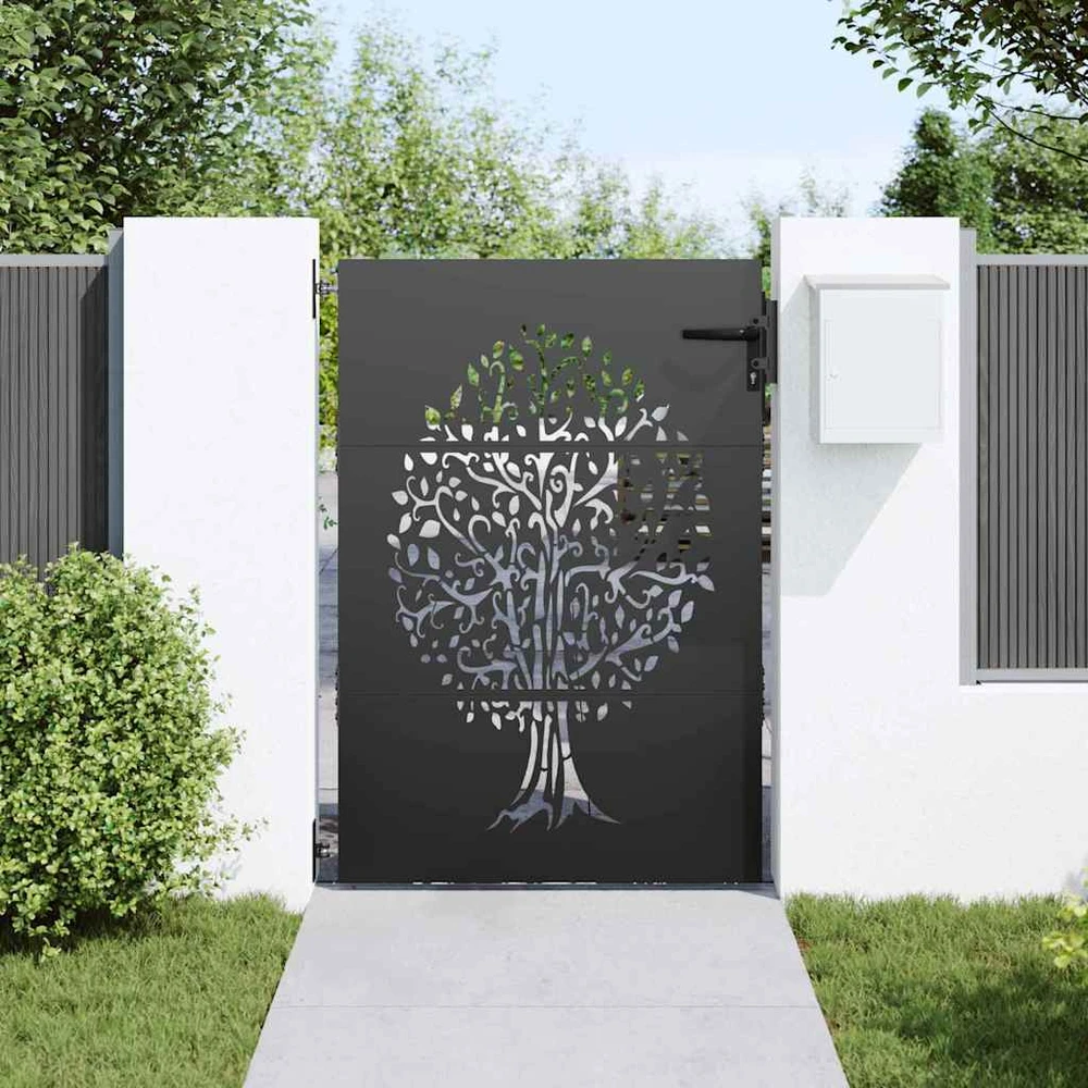 Sodo vartai 85 x 150 cm Juoda Užrakintas