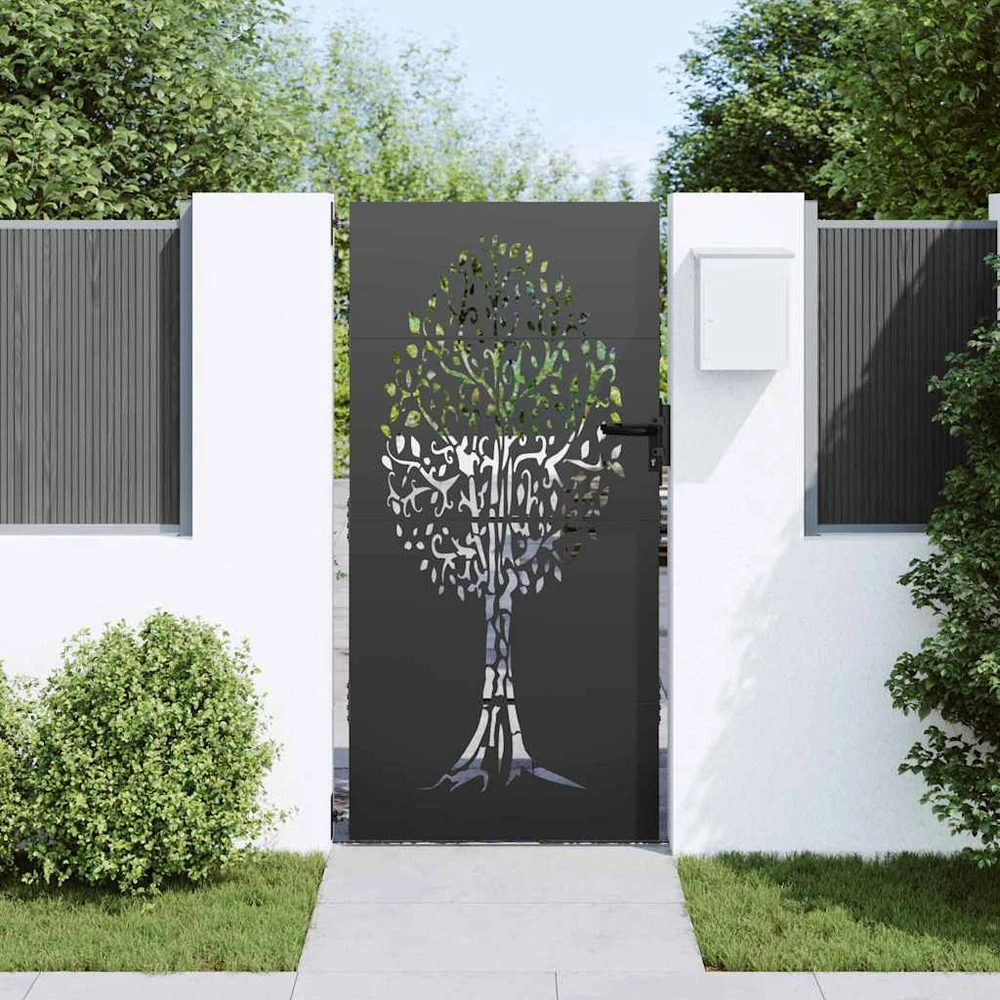 Sodo vartai 85 x 200 cm Juoda Užrakintas