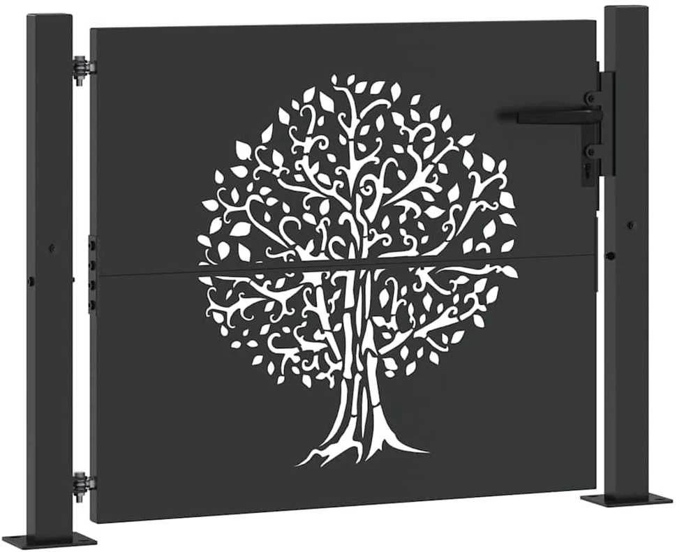 Sodo vartai 110 x 105 cm Juoda Užrakintas