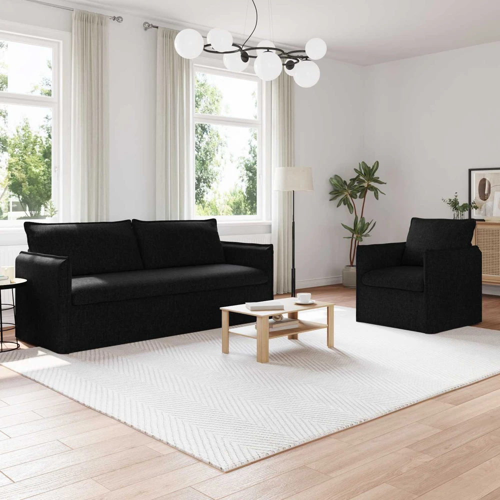 Sofa Sofos komplektas 2 vnt. Juoda Audinys