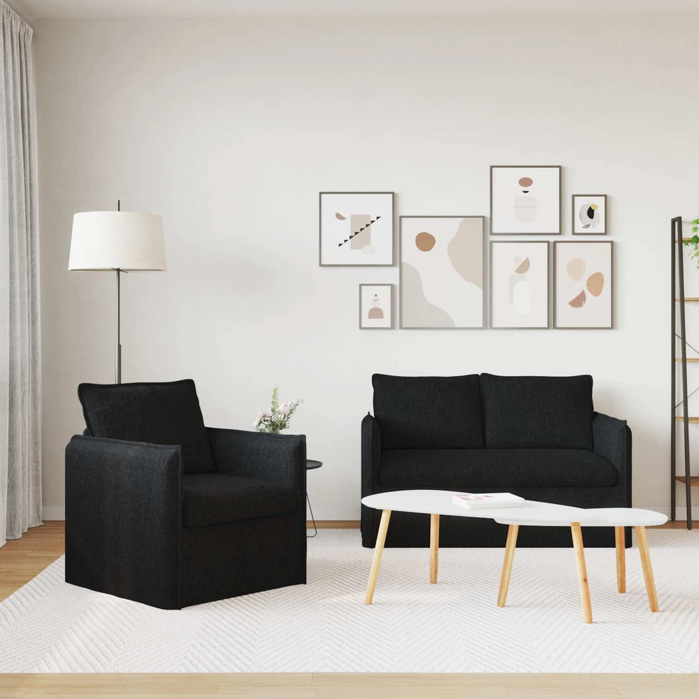 Sofa Sofos komplektas 2 vnt. Juoda Audinys