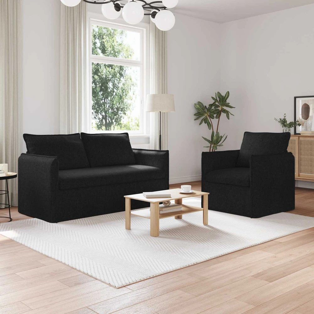 Sofa Sofos komplektas 2 vnt. Juoda Audinys