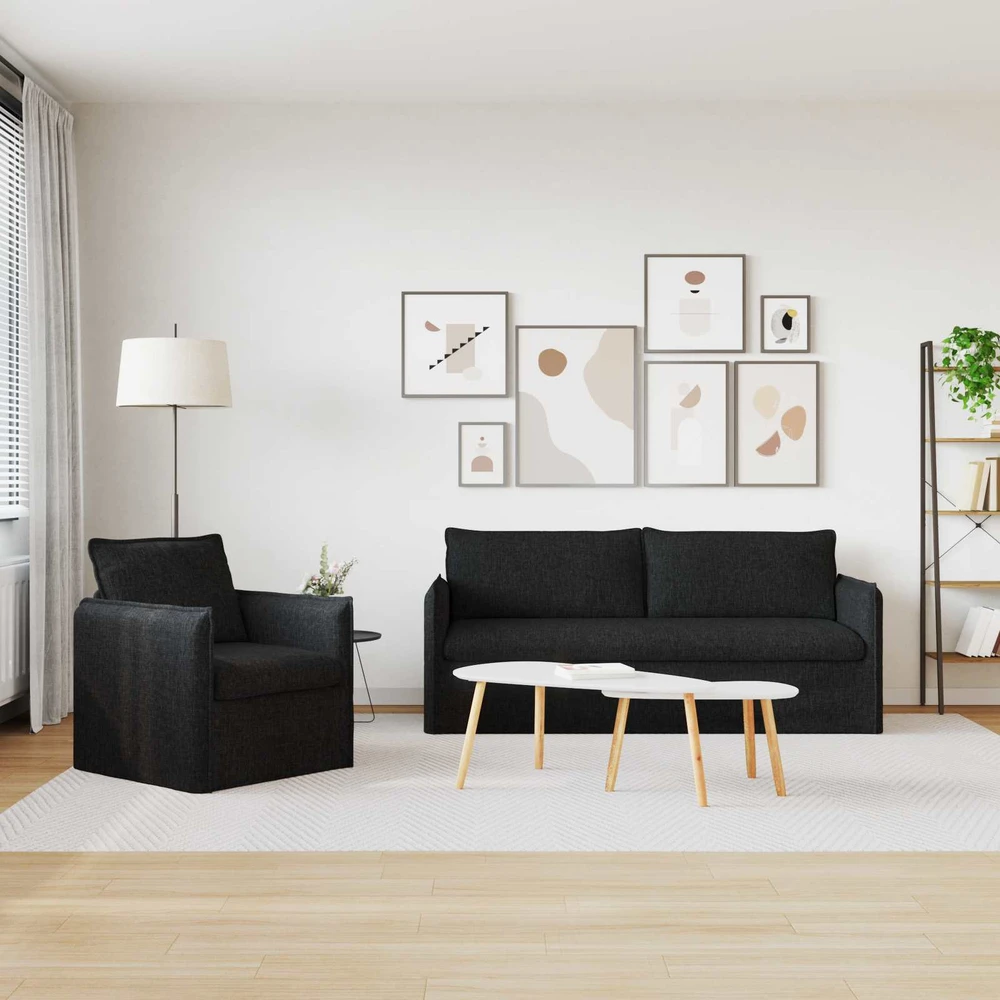 Sofa Sofos komplektas 2 vnt. Juoda Audinys