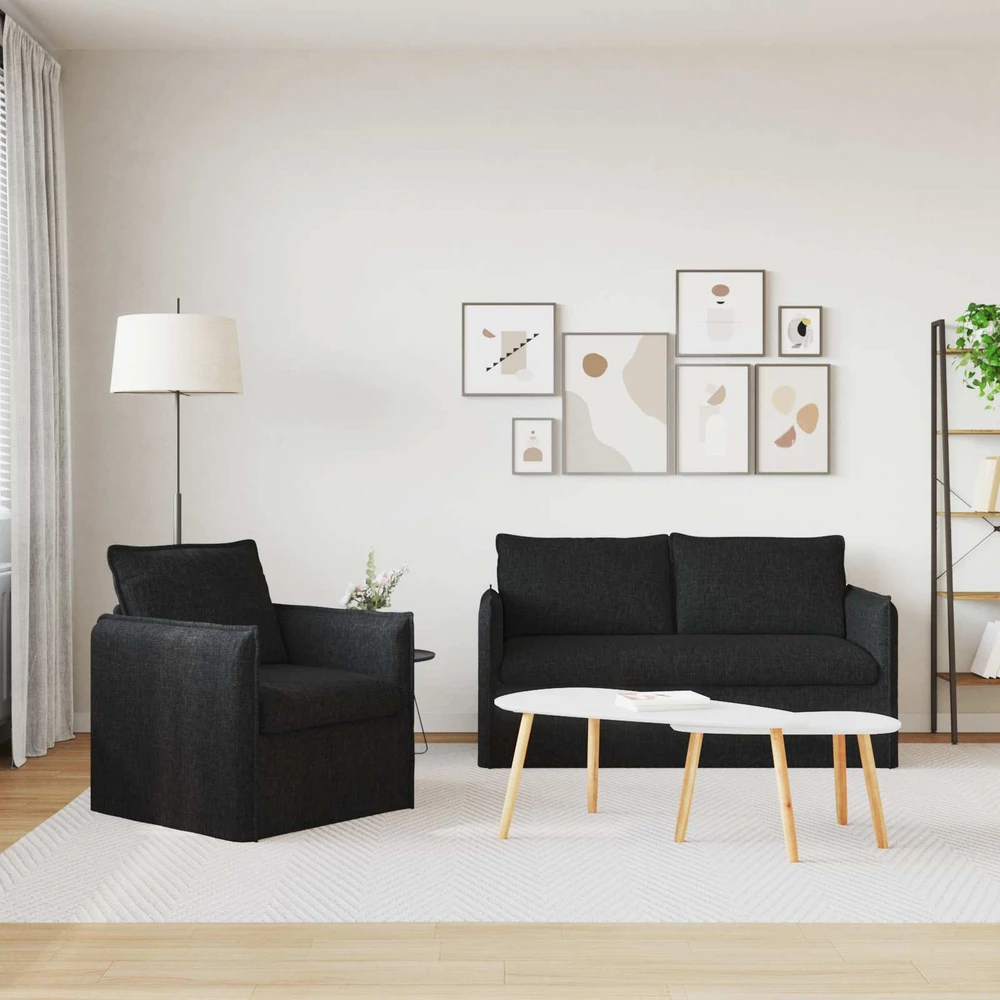 Sofa Sofos komplektas 2 vnt. Juoda Audinys