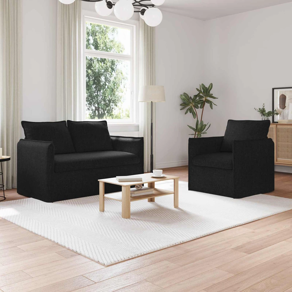Sofa Sofos komplektas 2 vnt. Juoda Audinys