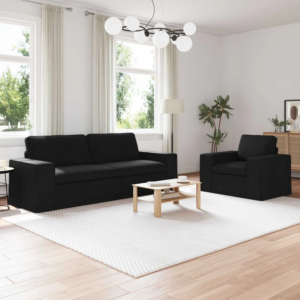 Sofa 2 pcs Juoda Metalas