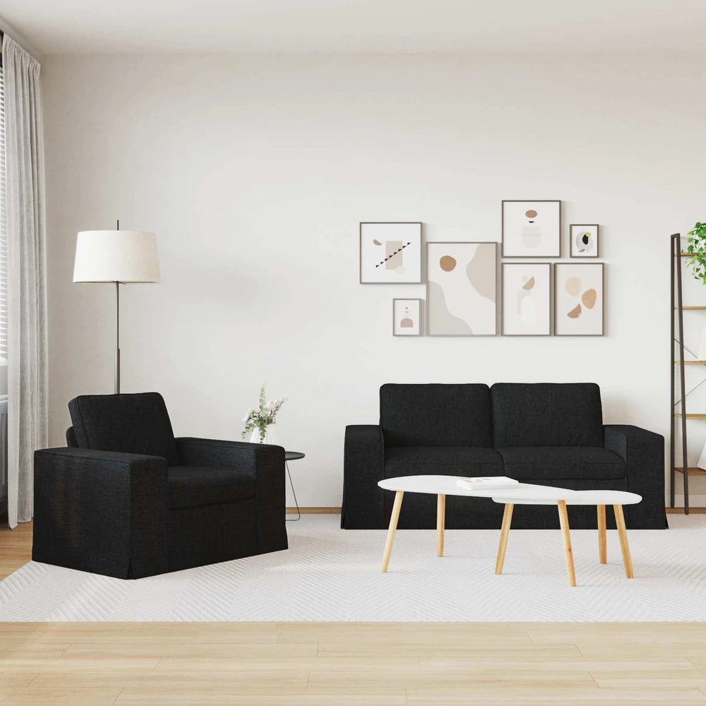 Sofa 2 pcs Juoda Metalas
