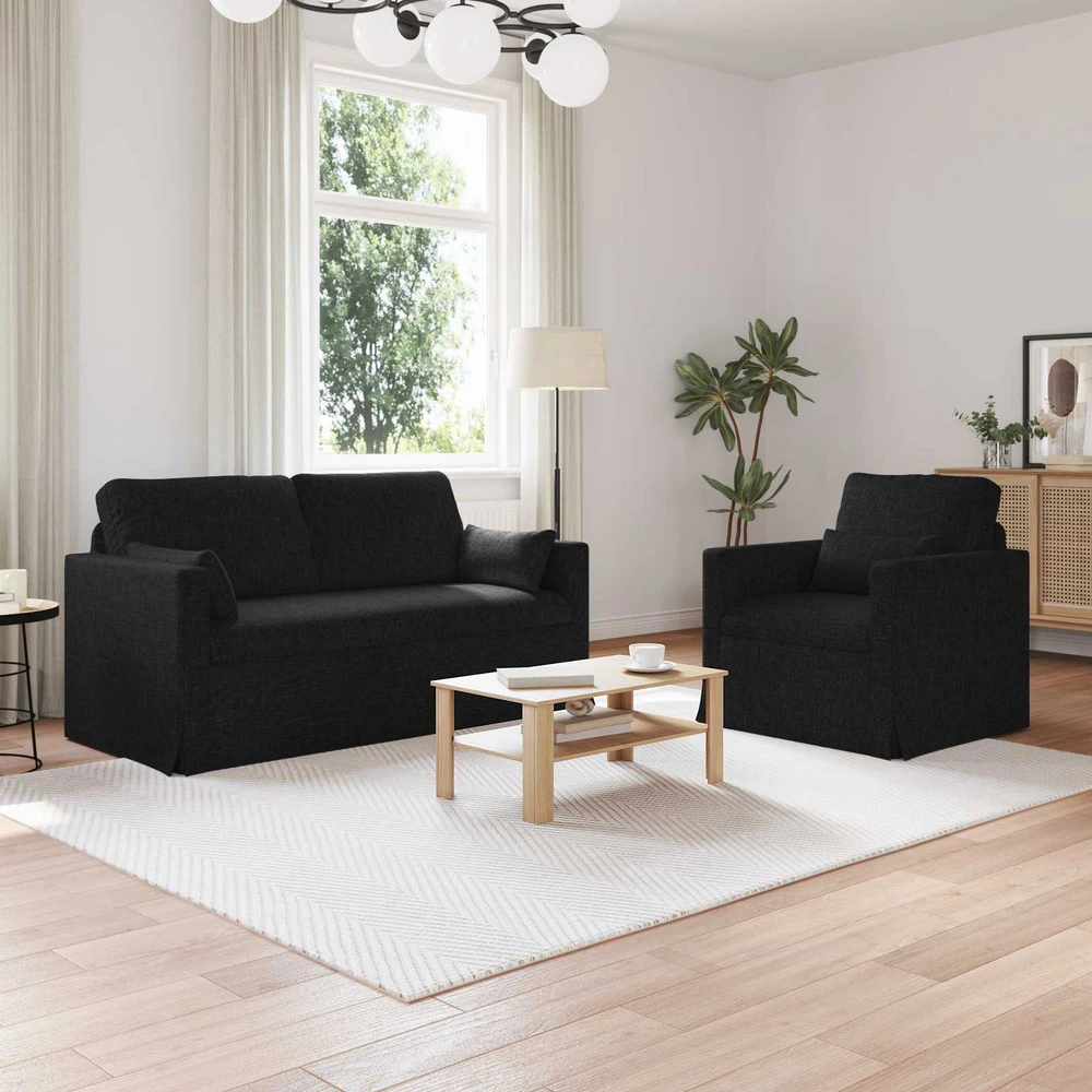 Sofa 2 pcs Juoda Metalas