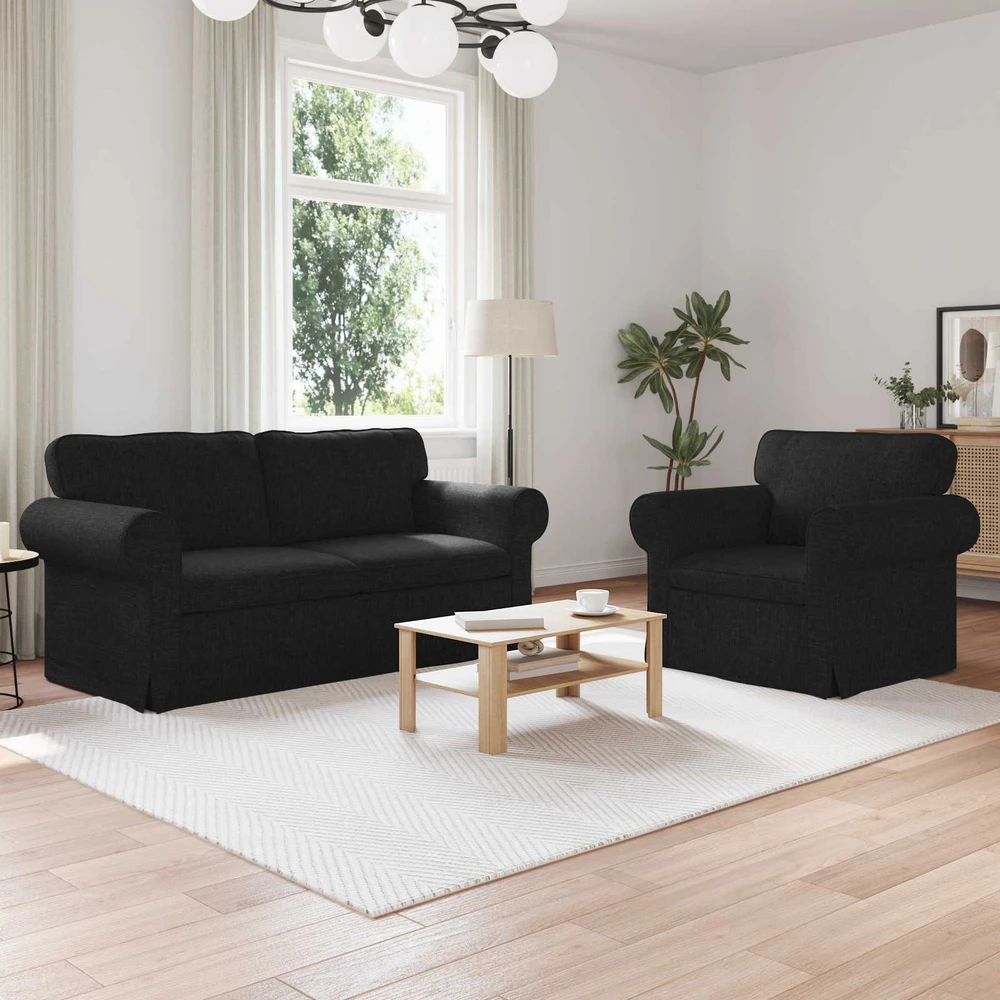 Sofa 2 pcs Juoda Metalas
