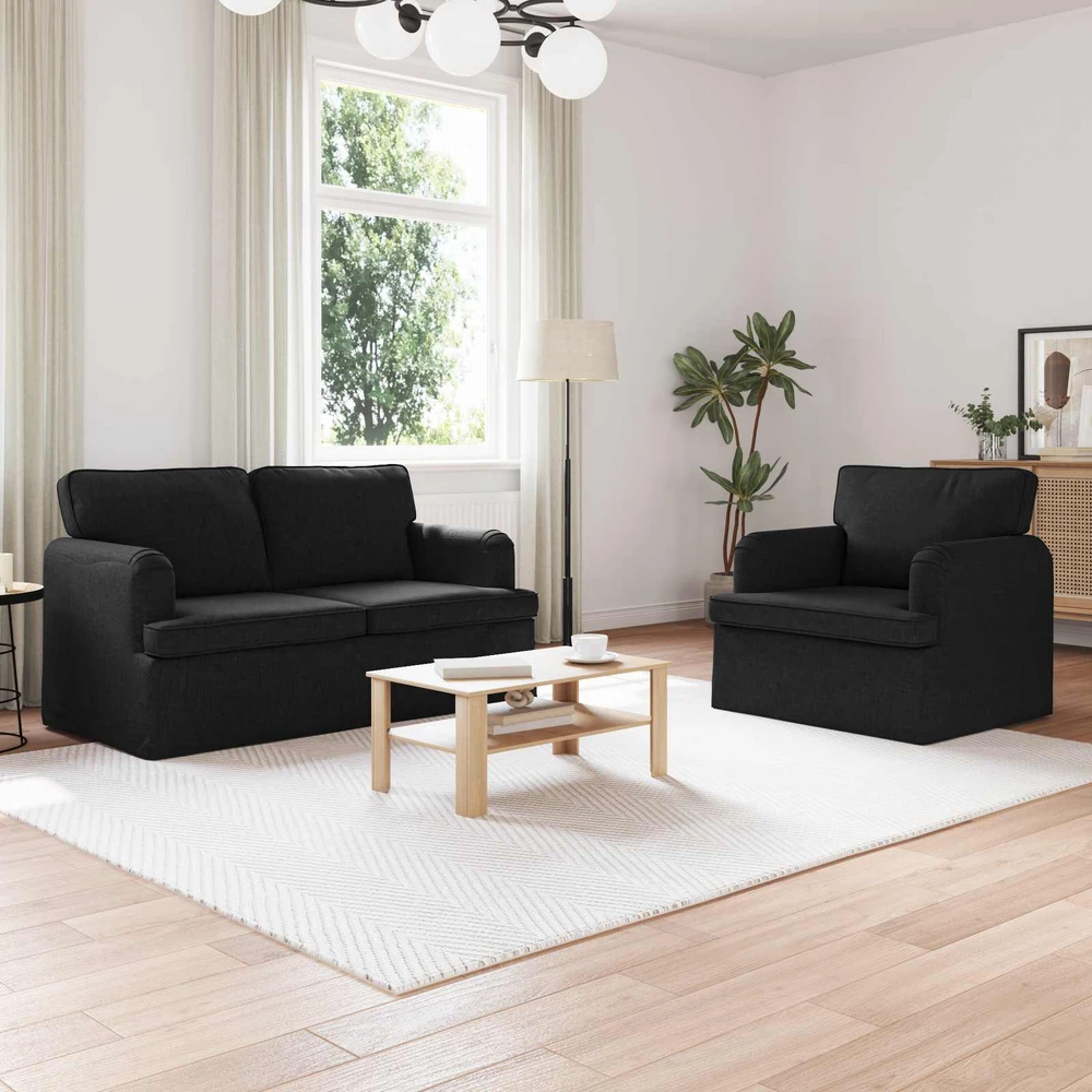 Sofa 2 pcs Juoda Metalas