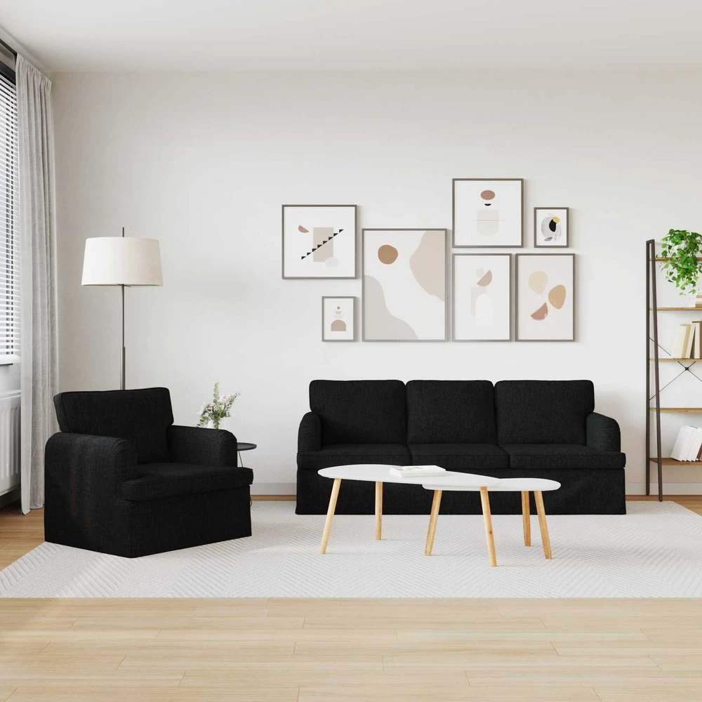 Sofa 2 pcs Juoda Metalas