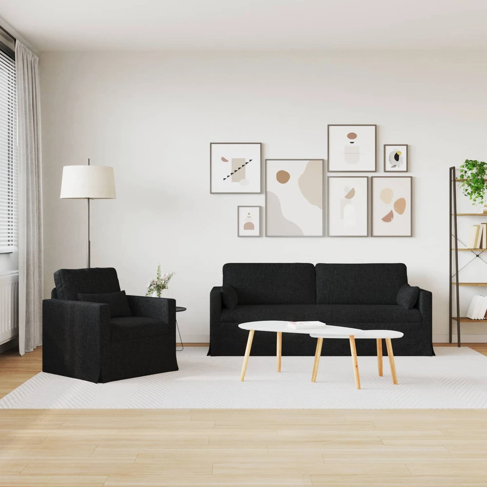 Sofa 2 pcs Juoda Metalas